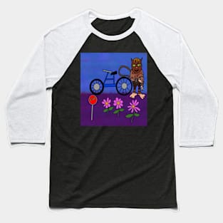 cat loves bike and flowers Baseball T-Shirt